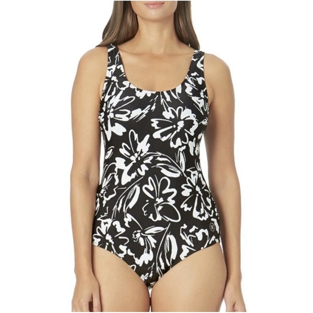 NWT Hurley Black One Piece Swimsuit Women's XXL Bathing Suit Athletic Surf Swim